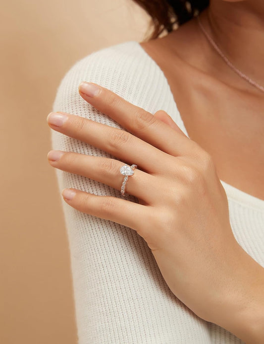 1.5CT Teardrop Engagement Rings for Women Marquise Pear Shaped Cubic Zirconia Promise Rings for Her Size 4-12