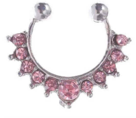 1Pc 10Mm Zircon Fake Septum Nose Ring Hoop Non-Pierced