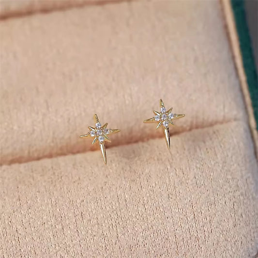 Starlight Spark Zircon Studs – Effortless Shine in Every Direction